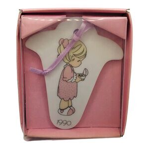 Precious Moments 1990 Easter Commemorative Ornament Charm Blonde GIRL Chick Egg